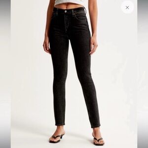 Abercrombie & Fitch The Skinny High Rise Jeans In Black Stretch